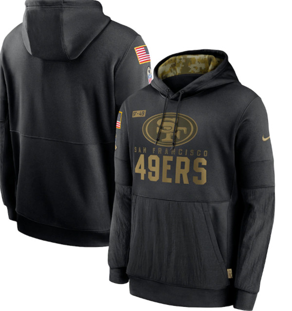 Men's San Francisco 49ers 2020 Black Salute to Service Sideline Performance Pullover NFL Hoodie